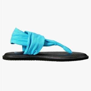 Teal Blue Sanuk Yoga Mat Sling Sandals Size 9 Stretchy Fabric